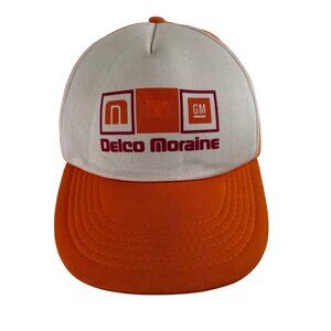 Vintage AC Delco Moraine Orange White Trucker Snapback Hat Cap